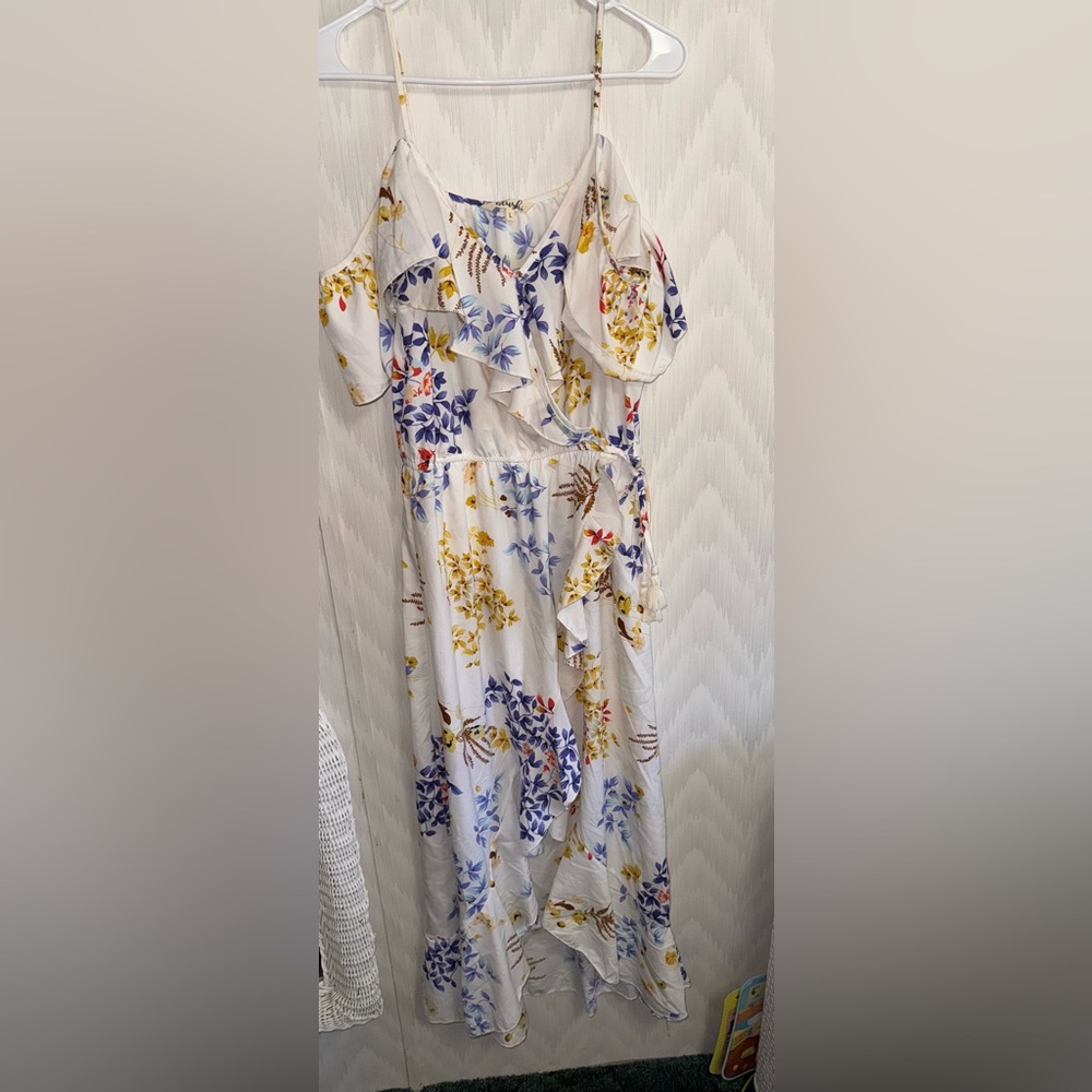 Floral Wrap Dress with Ruffle Detail